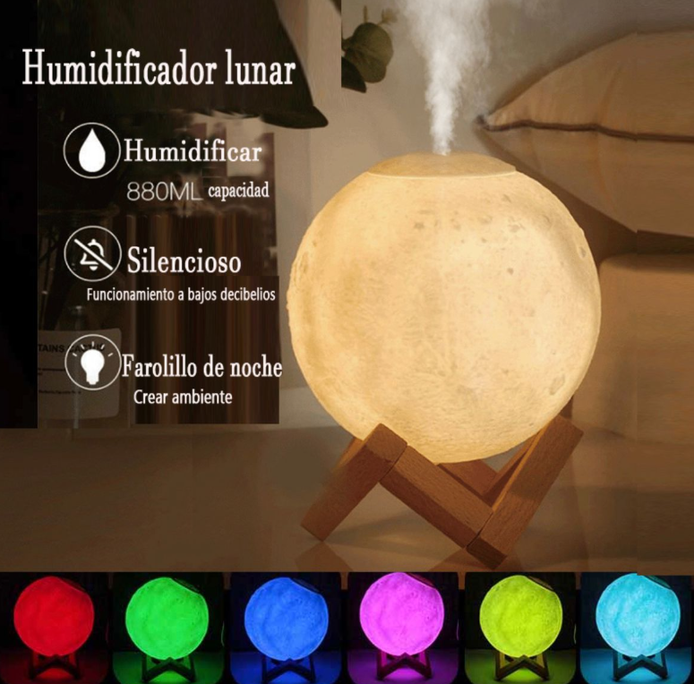 HUMIDIFICADOR Y LAMPARA EN FORMA DE LUNA